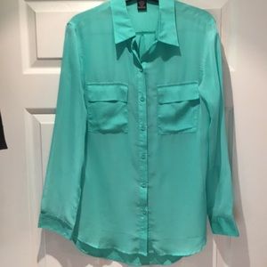 Light green sheer blouse. Size M